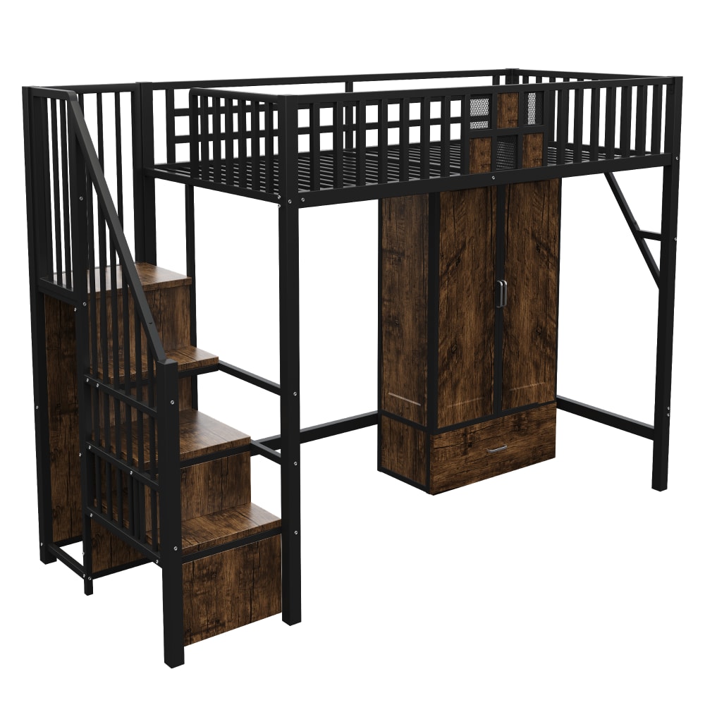Lit mezzanine armoire - tiroirs