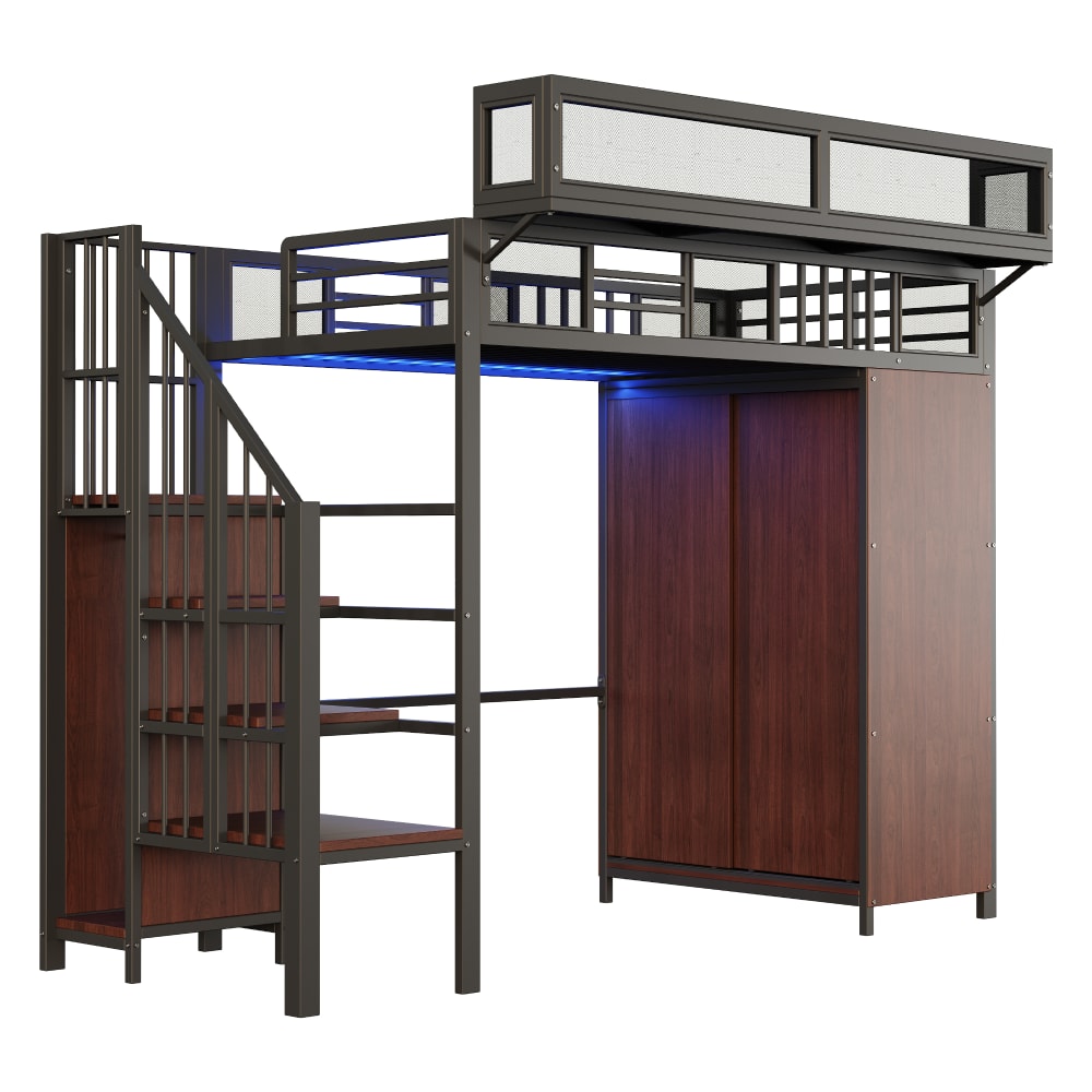 Lit mezzanine armoire - rangement