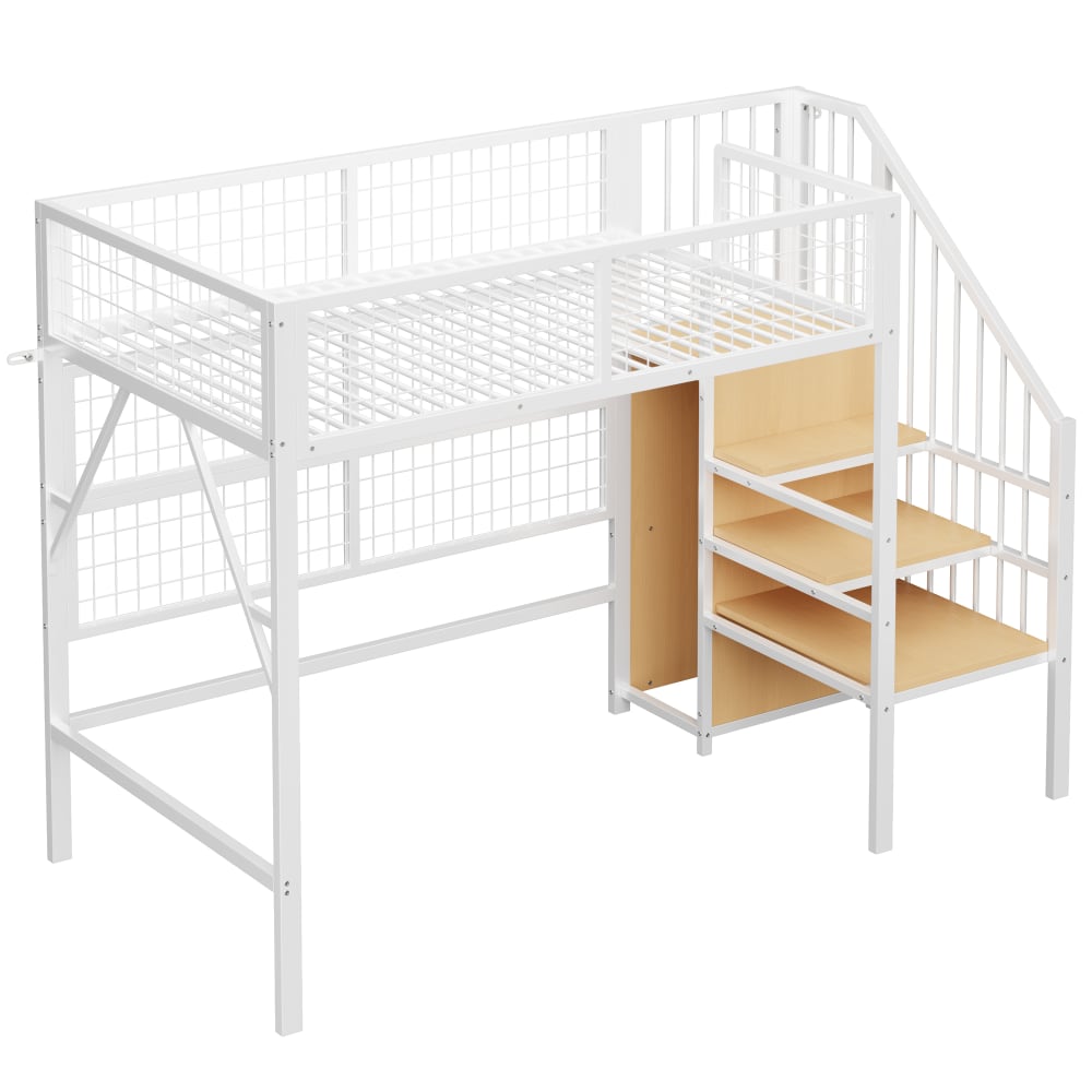 Lit mezzanine LED escalier - rangement