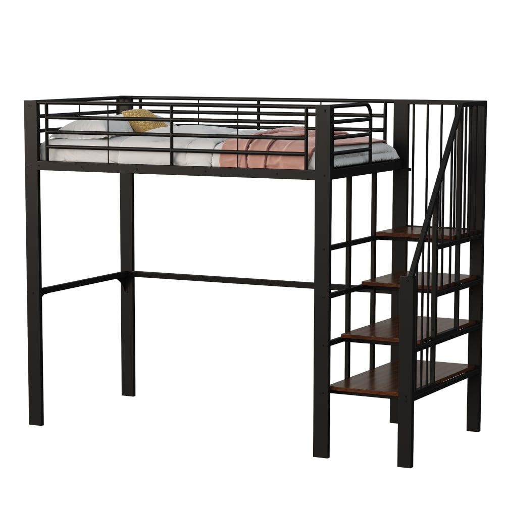 Hochbett Treppe Stauraum schwarz 90x200 cm - Maisons Du Monde