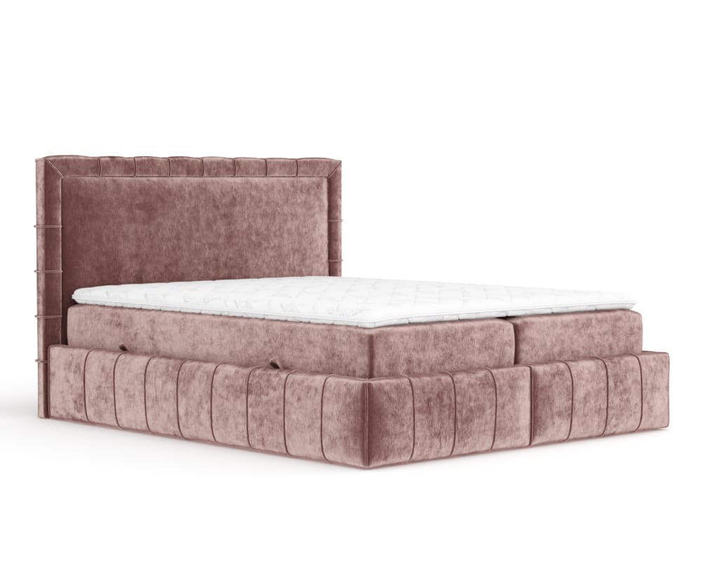 Maison de Reve Boxspringbett mit Taschenmatratze aus Chenille-Stoff, 140x200 cm style modern Rosa Stoff