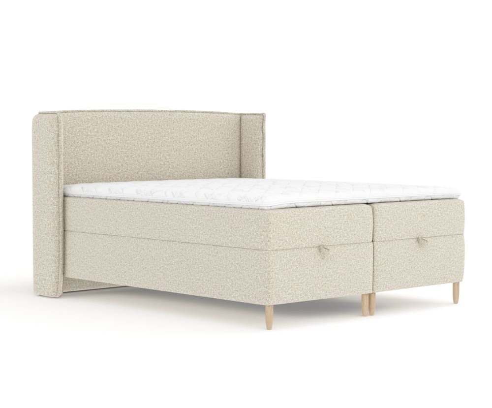 Maison de Reve Boxspringbett mit Taschenmatratze aus Samtstoff, 180x200 cm style modern Beige