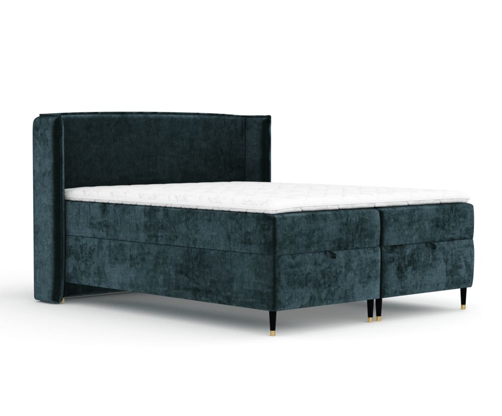 Maison de Reve Boxspringbett mit Taschenmatratze aus Chenille-Stoff, 180x200 cm style modern Grün Stoff