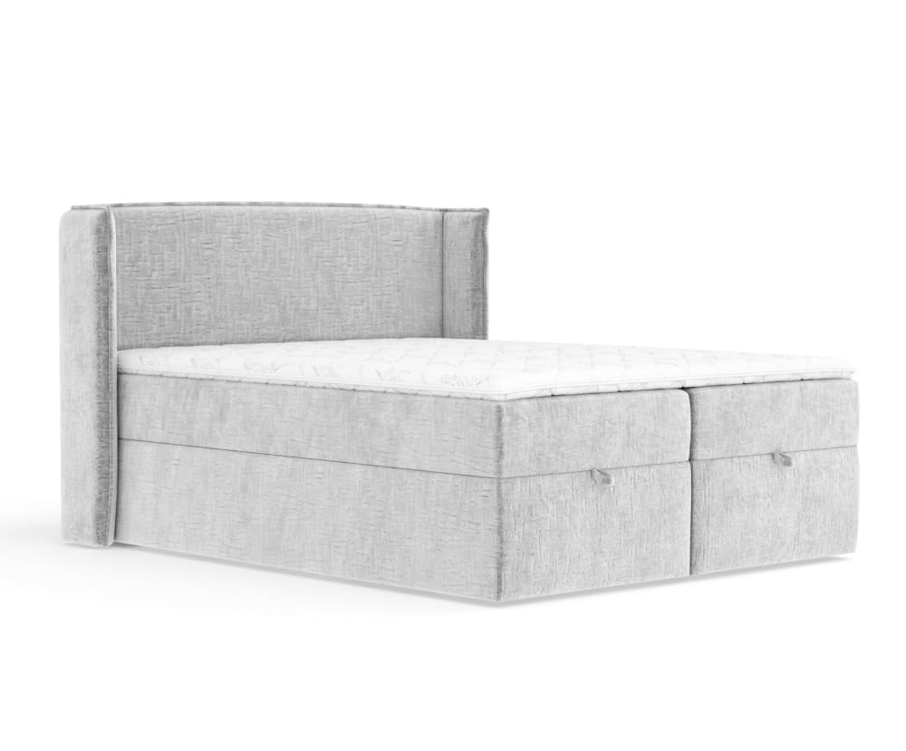 Maison de Reve Boxspringbett mit Taschenmatratze aus Chenille-Stoff, 180x200 cm style modern Grau Stoff