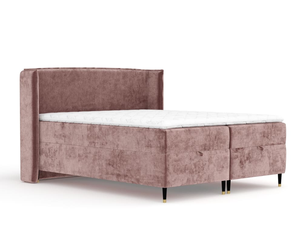 Maison de Reve Boxspringbett mit Taschenmatratze aus Chenille-Stoff, 140x200 cm style modern Rosa Stoff