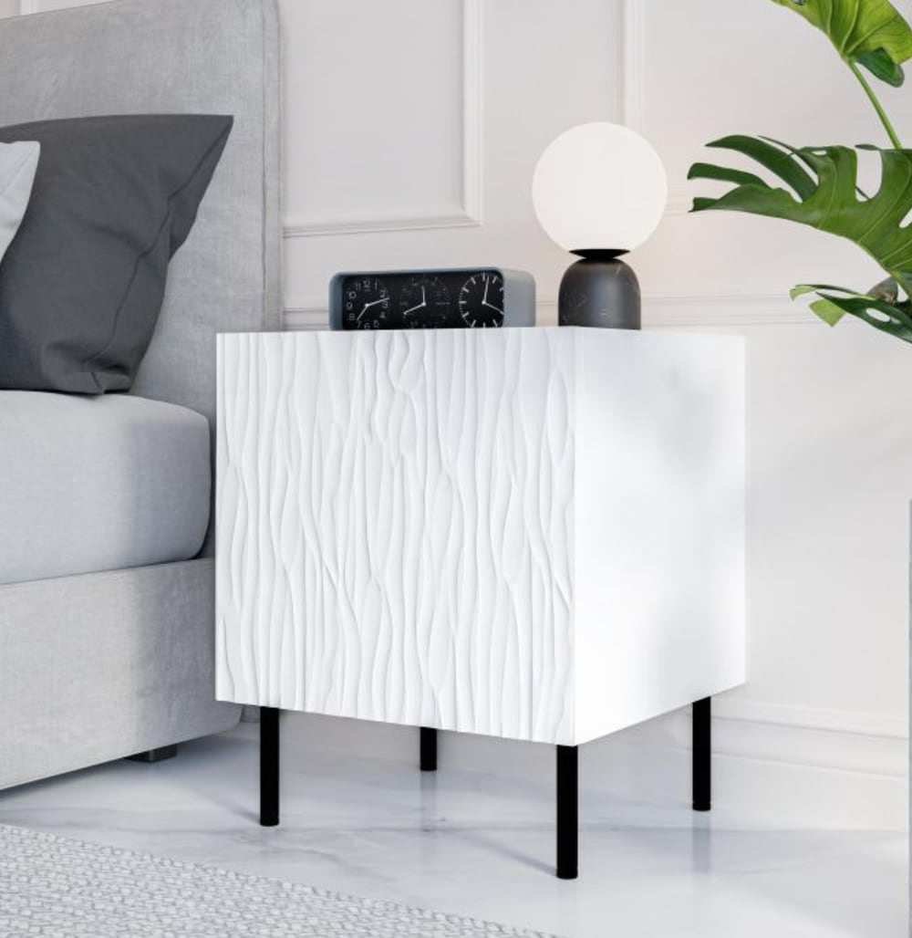 Table de chevet design blanc mat mokt
