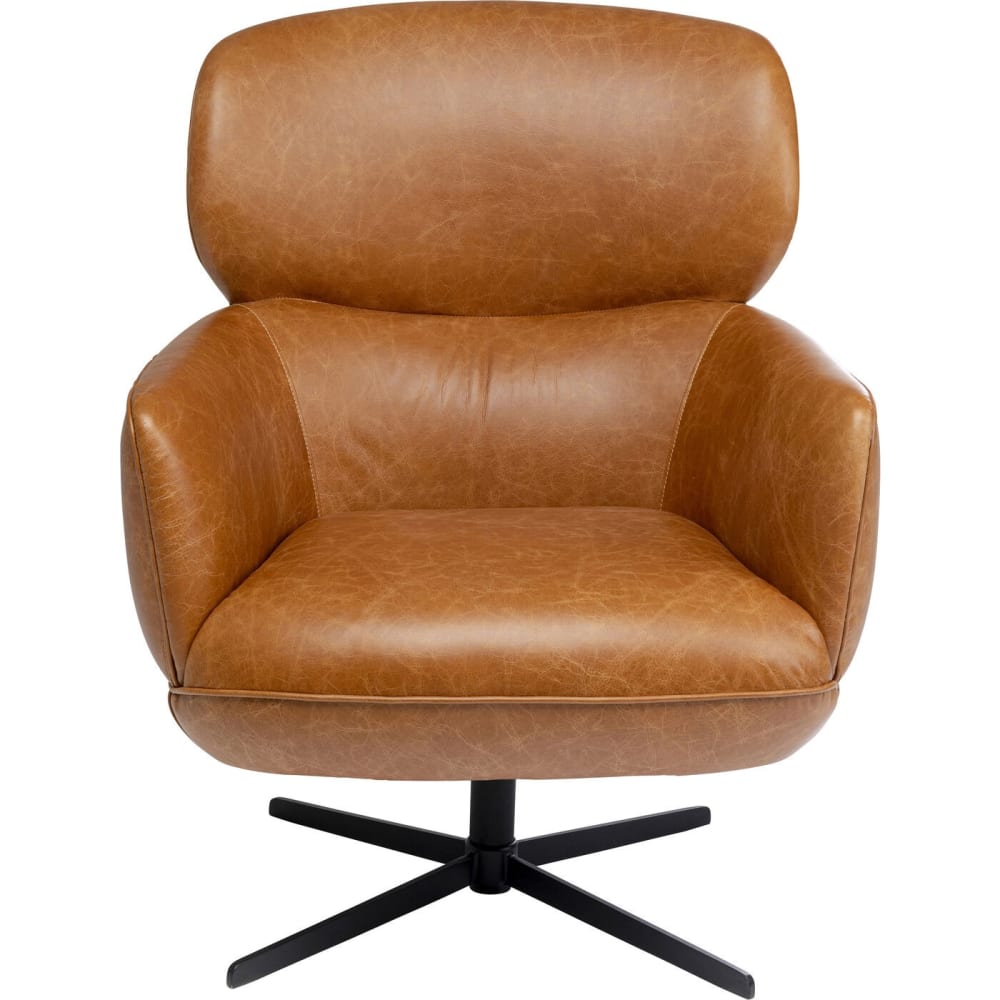 Fauteuil pivotant en cuir et acier noir Fauteuil pivotant en cuir et acier noir