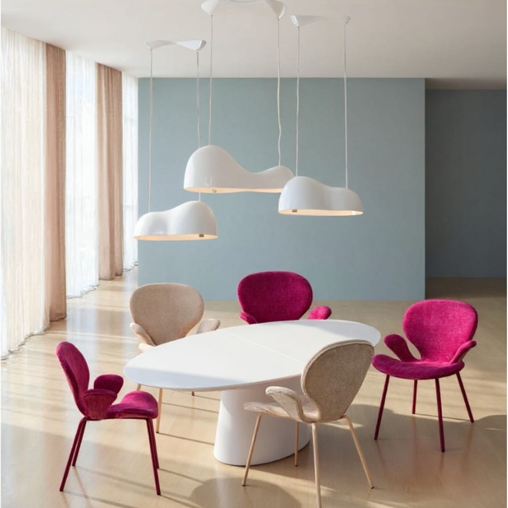 Chaise avec accoudoirs en polyester et acier crème