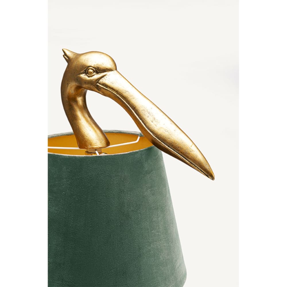 Lampe pélican en polyrésine dorée et lin marron — vue 4