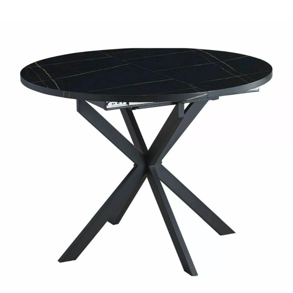 Table noire ronde  extensible - 100cm