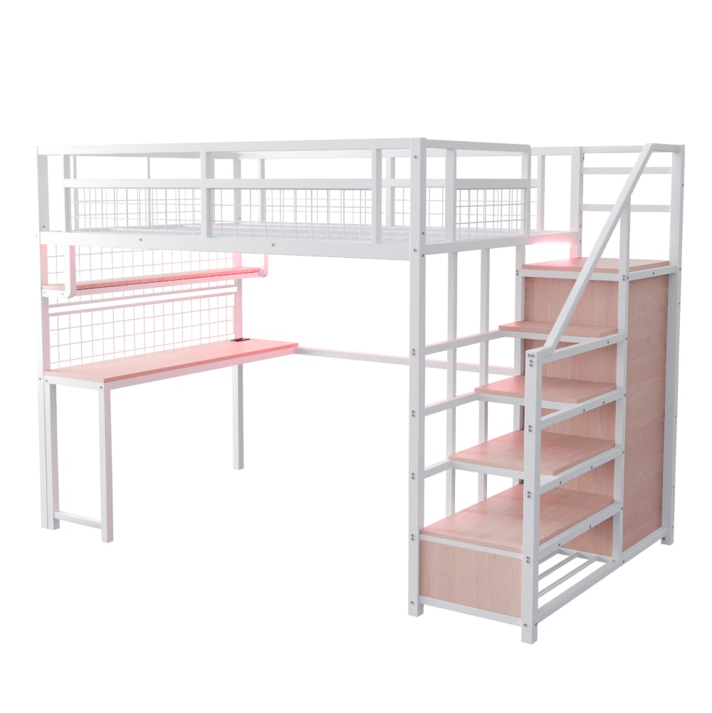 Lit mezzanine en métal - bureau