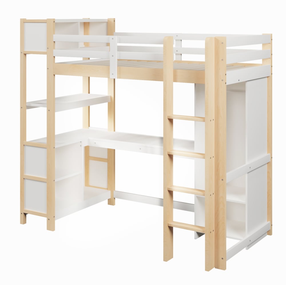 Lits mezzanine en pin - bureau