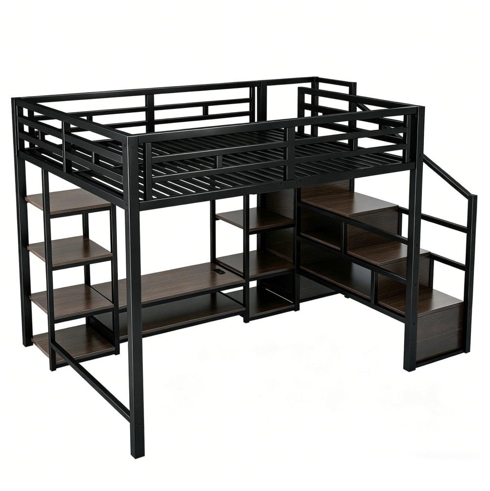 Lit mezzanine en métal - noir support