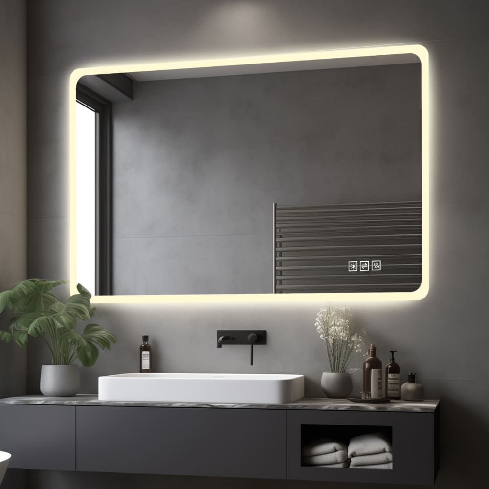 Badezimmerspiegel aus Glas mit Anti-Beschlag, Silber - Maisons Du