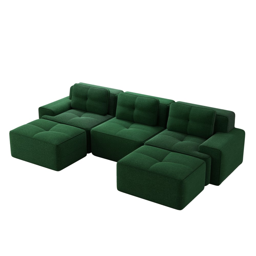 REDOM Modulsofa aus Cord mit modularem Design, Grün style modern Grün Stoff