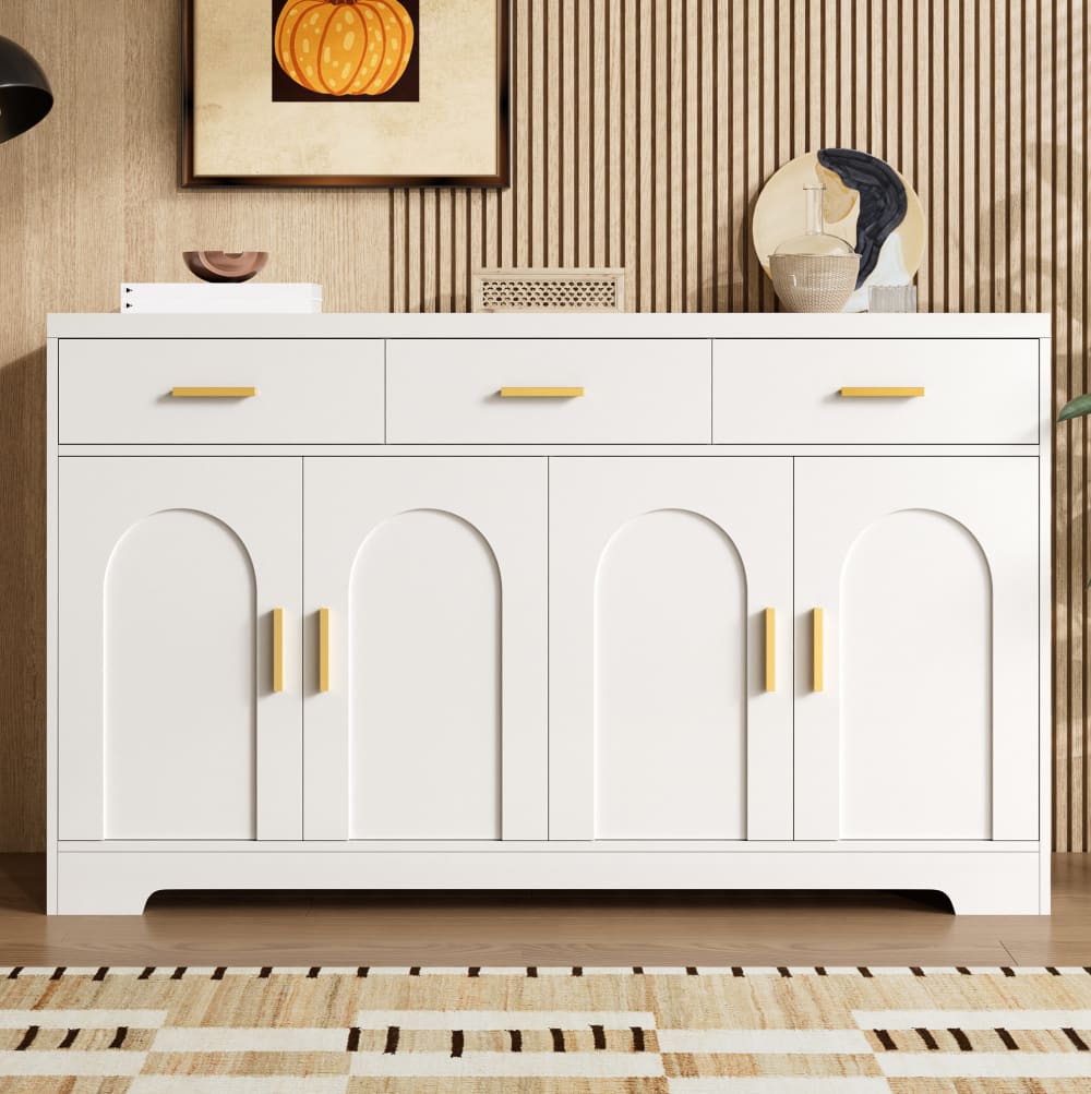Sideboard aus Spanplatte mit 3 Schubladen 140x40x83 cm, Weiß -