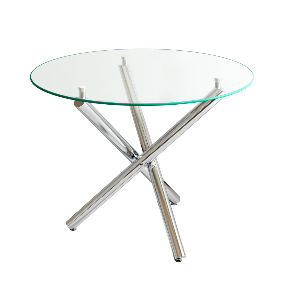 REDOM Esstisch aus Glas und Metall mit Kreuzgestell, Silber style modern Silber Glas