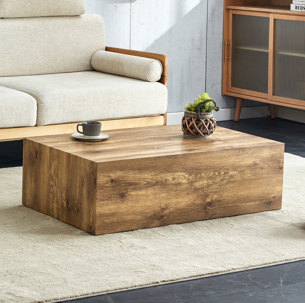 Couchtisch aus Spanplatte mit Holzmaserung 90x50x30 cm, Holzoptik