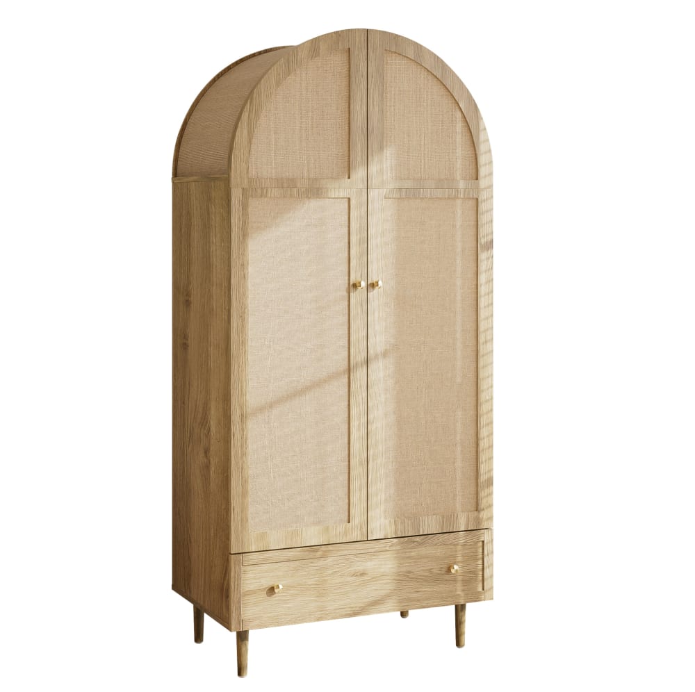 REDOM Kleiderschrank aus Spanplatte mit Schubladen 79x50x175 cm, Eiche style modern Beige Spanplatte