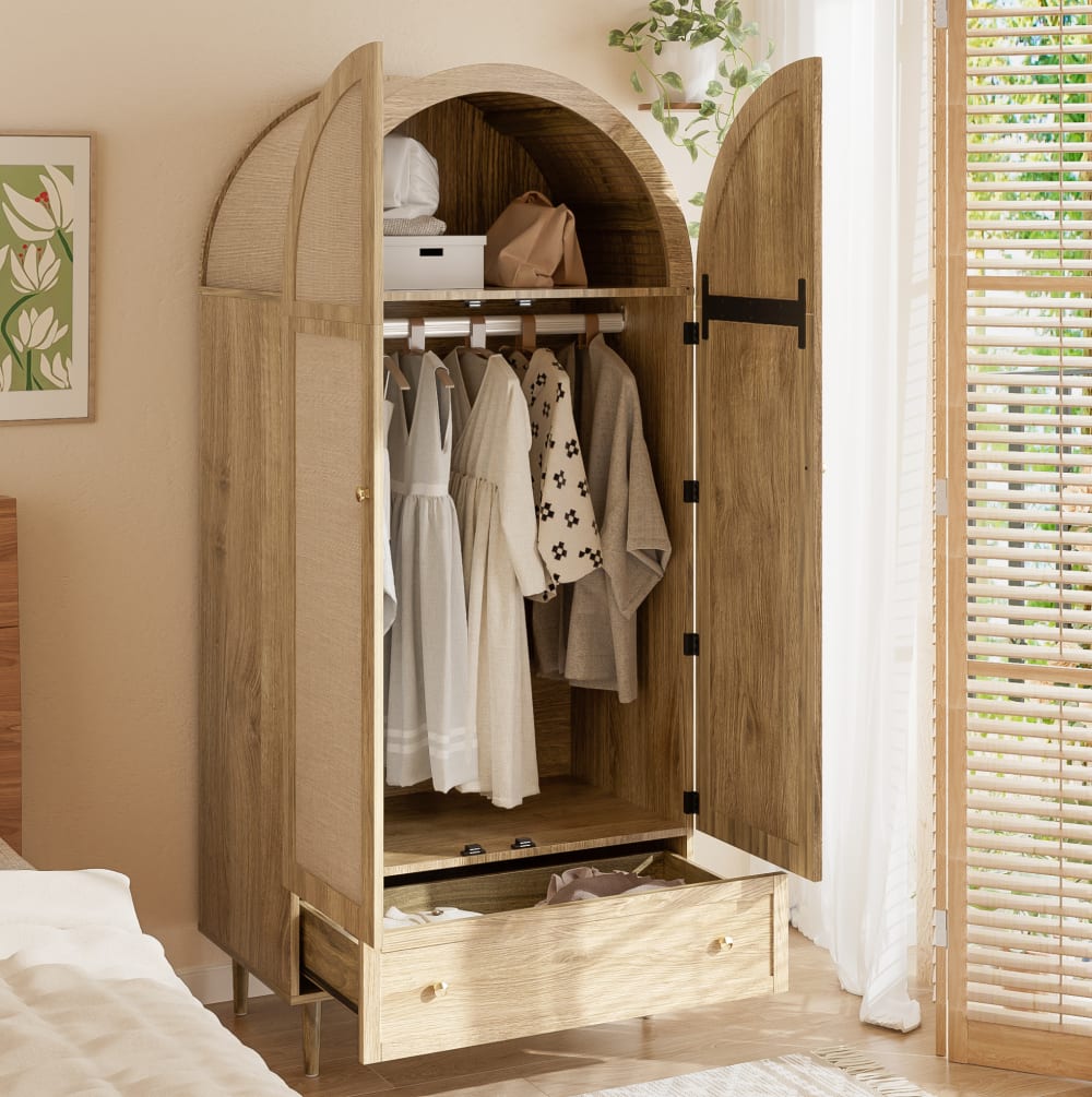 Kleiderschrank aus Spanplatte mit Schubladen 79x50x175 cm, Eiche