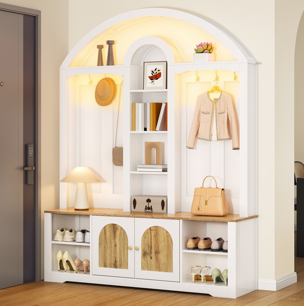 Garderobenschrank aus Spanplatte mit Hakenleiste 150x40x195 cm,