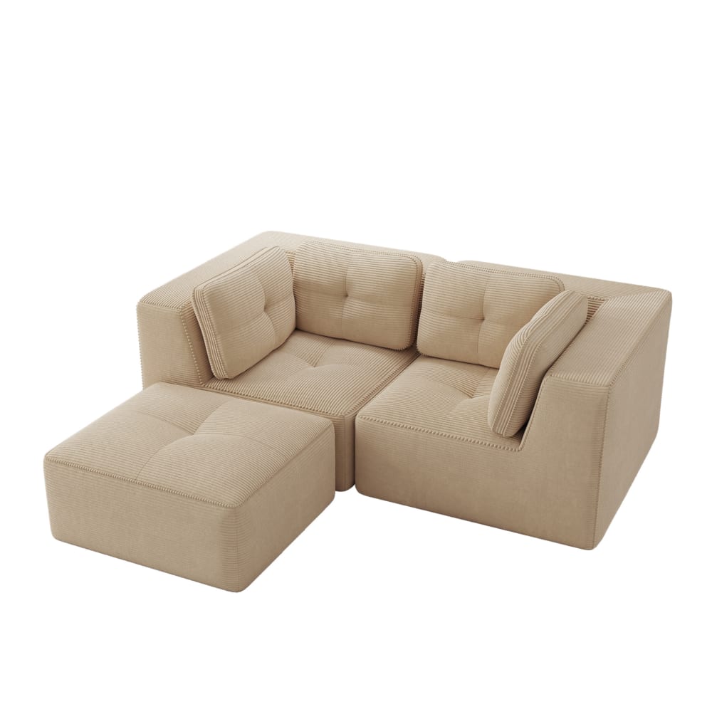 Canapé d'angle en velours - modules