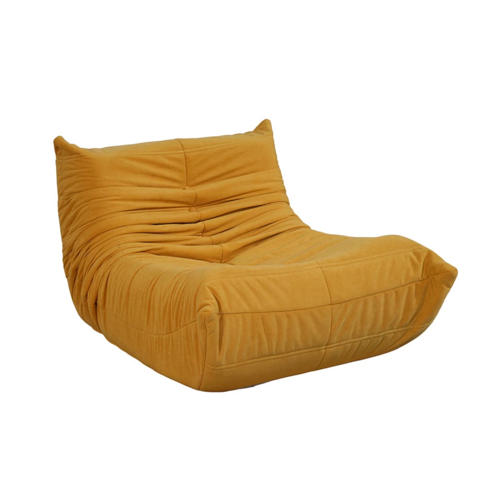 Fauteuil compressé en velours moutarde