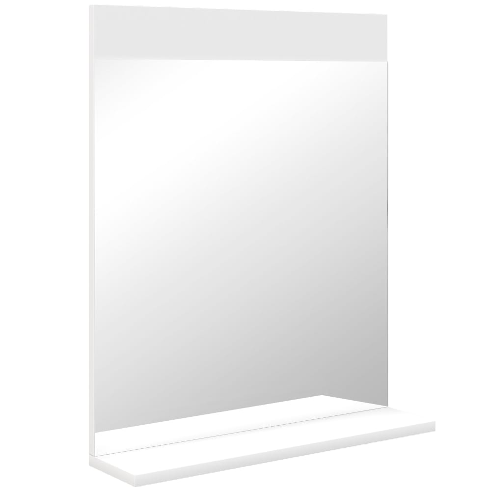 Miroir mural avec étagère de rangement verre blanc