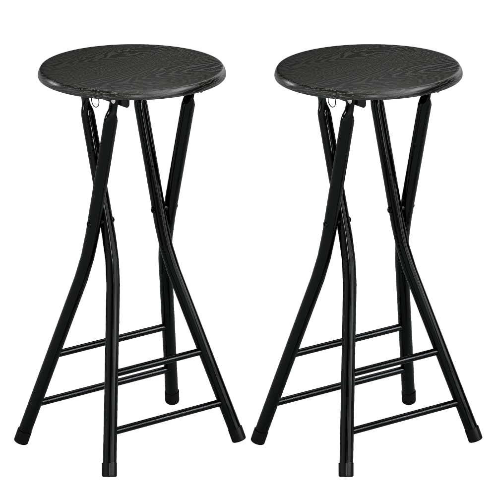 Lot de 2 tabourets de bar pliables cadre en acier beige