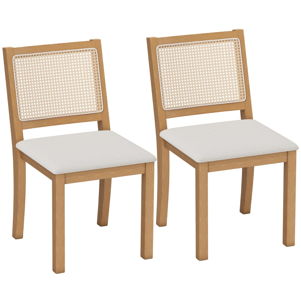 Lot de 2 chaises de salle à manger assise rembourrée bois crème Lot de 2 chaises de salle à manger assise rembourrée bois crème