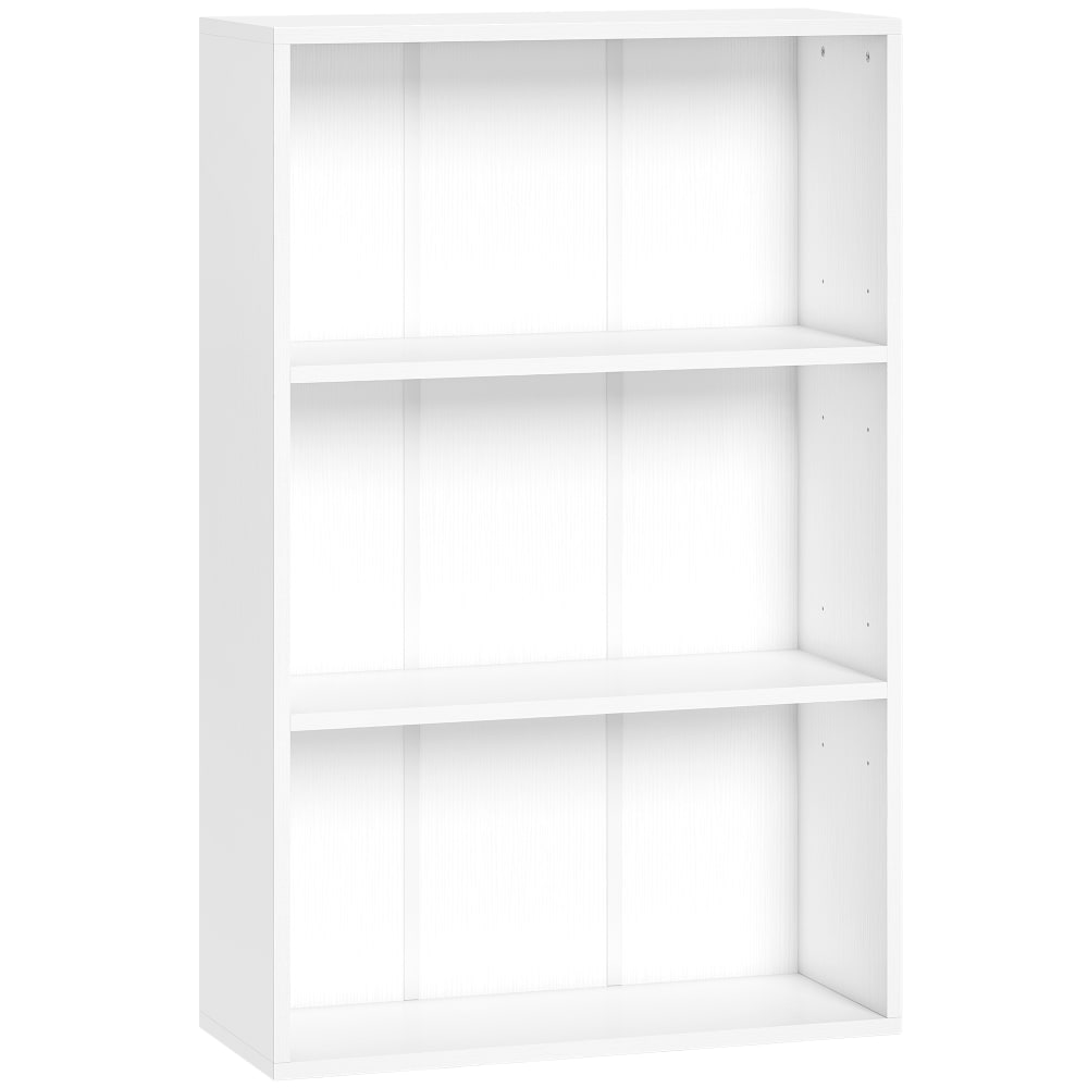 Bibliothèque basse rangement 3 niveaux étagère réglable bois blanc