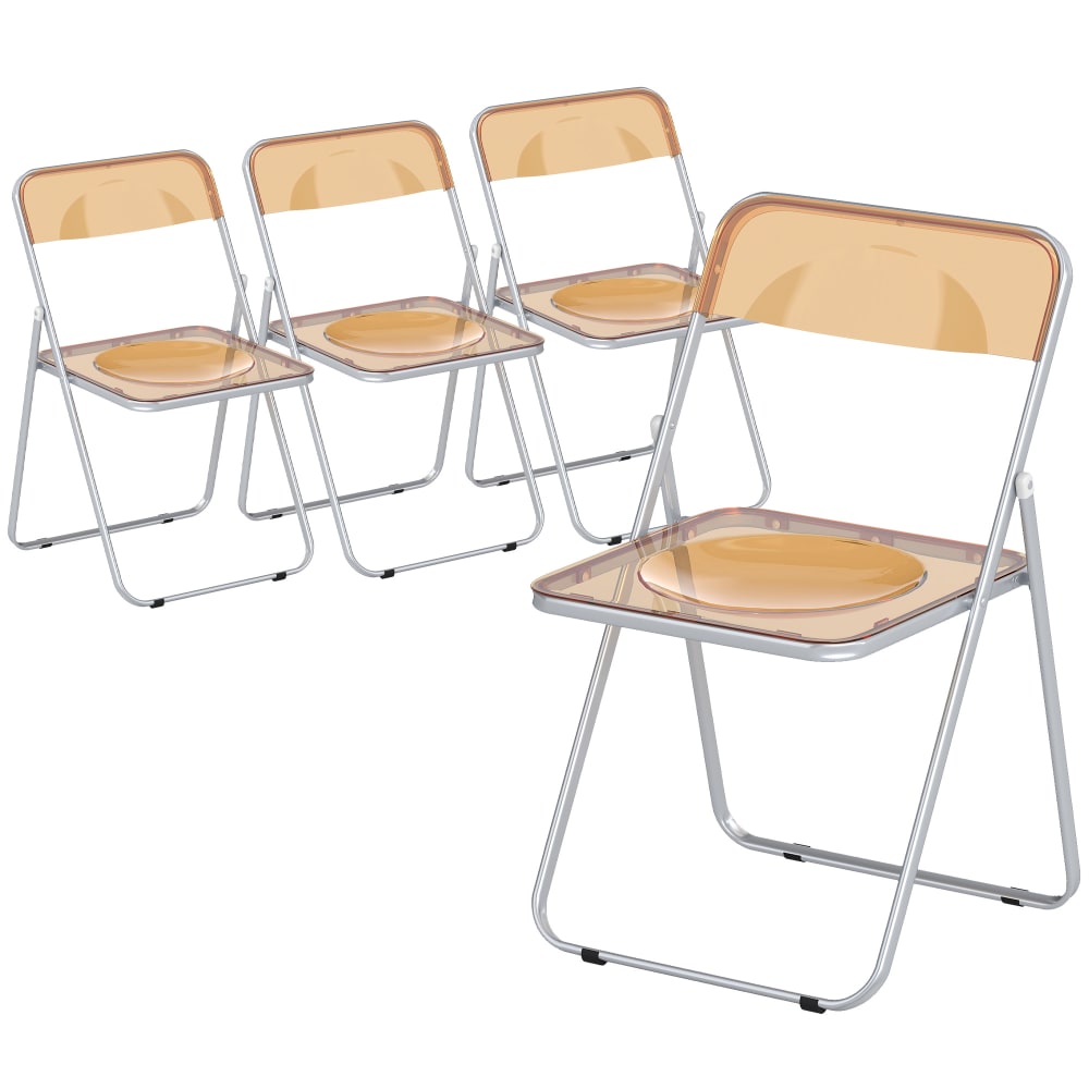 Lot de 4 chaises pliantes et portables acrylique acier