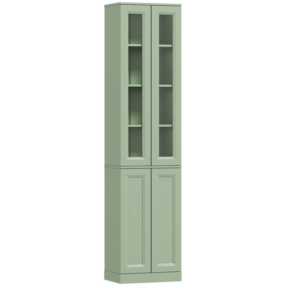 Meuble salle de bain 6 niveaux 4 portes étagères réglables bois vert Meuble salle de bain 6 niveaux 4 portes étagères réglables bois vert