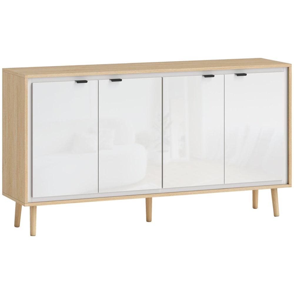 Buffet haute brillance 4 portes panneau de particules et mdf blanc Buffet haute brillance 4 portes panneau de particules et mdf blanc