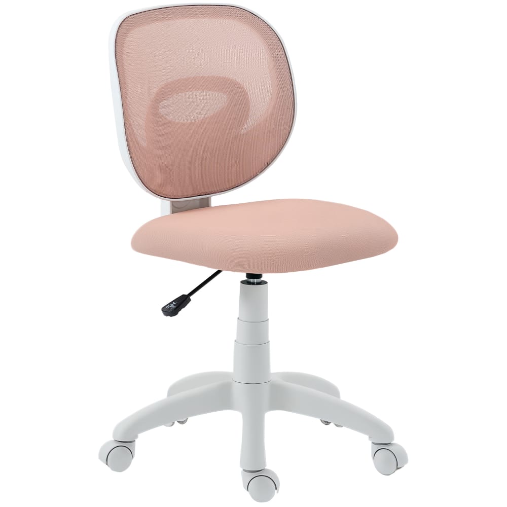 Homcom Chaise de bureau ergonomique sans accoudoirs maille rose