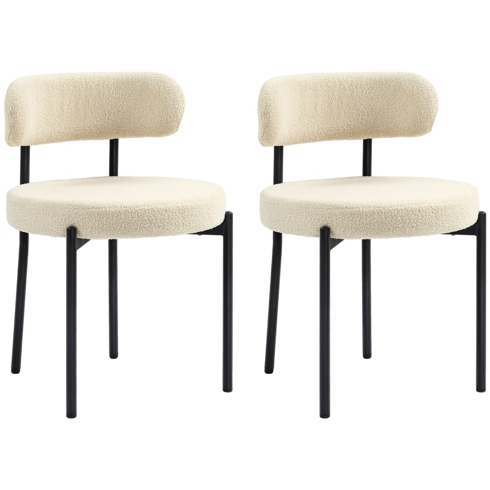Chaise salle à manger rembourrée en tissu et acier beige