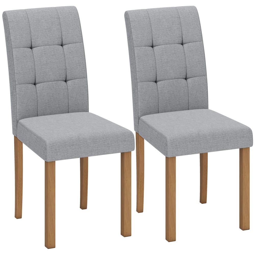 Lot de 2 chaises de salle à manger rembourré en tissu effet lin gris