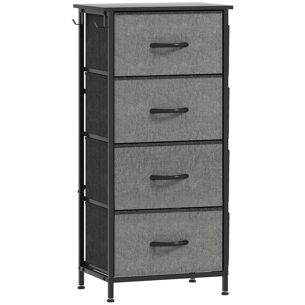 Commode 4 tiroirs en tissu cadre en acier gris Commode 4 tiroirs en tissu cadre en acier gris