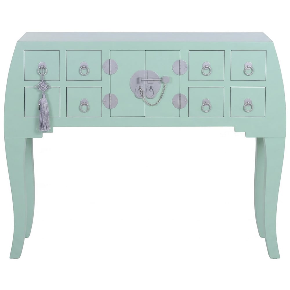 Console orientale en sapin vert 98x26x80 cm