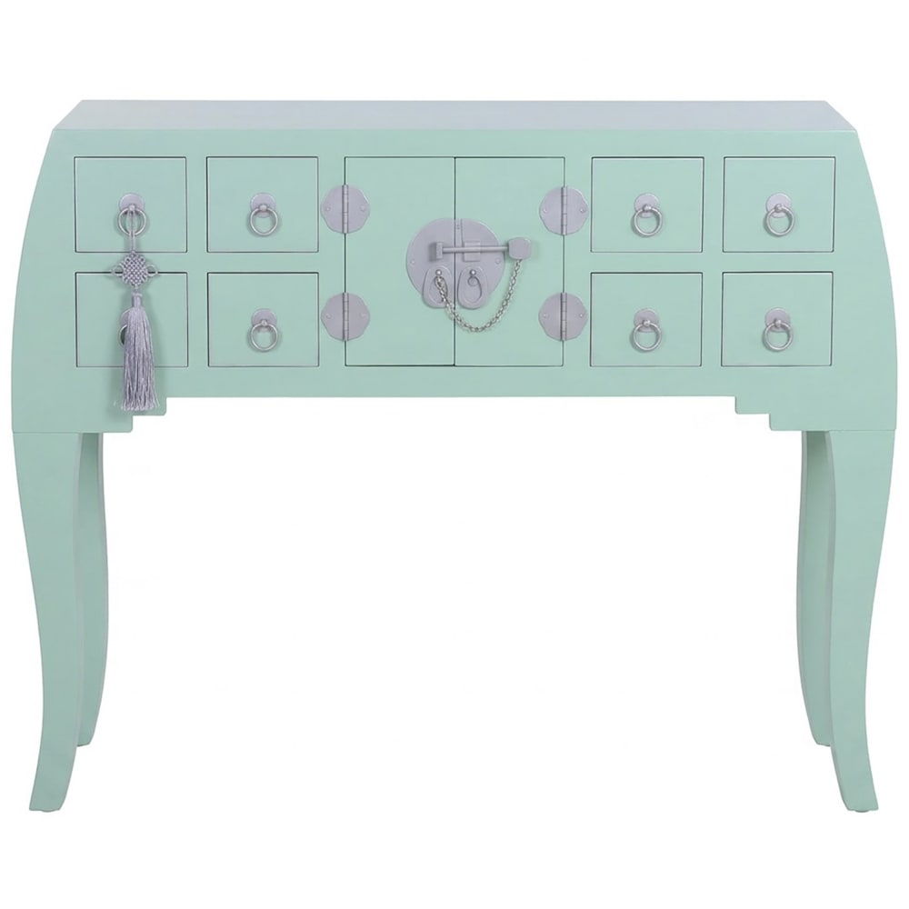 Console orientale en sapin vert 98x26x80 cm