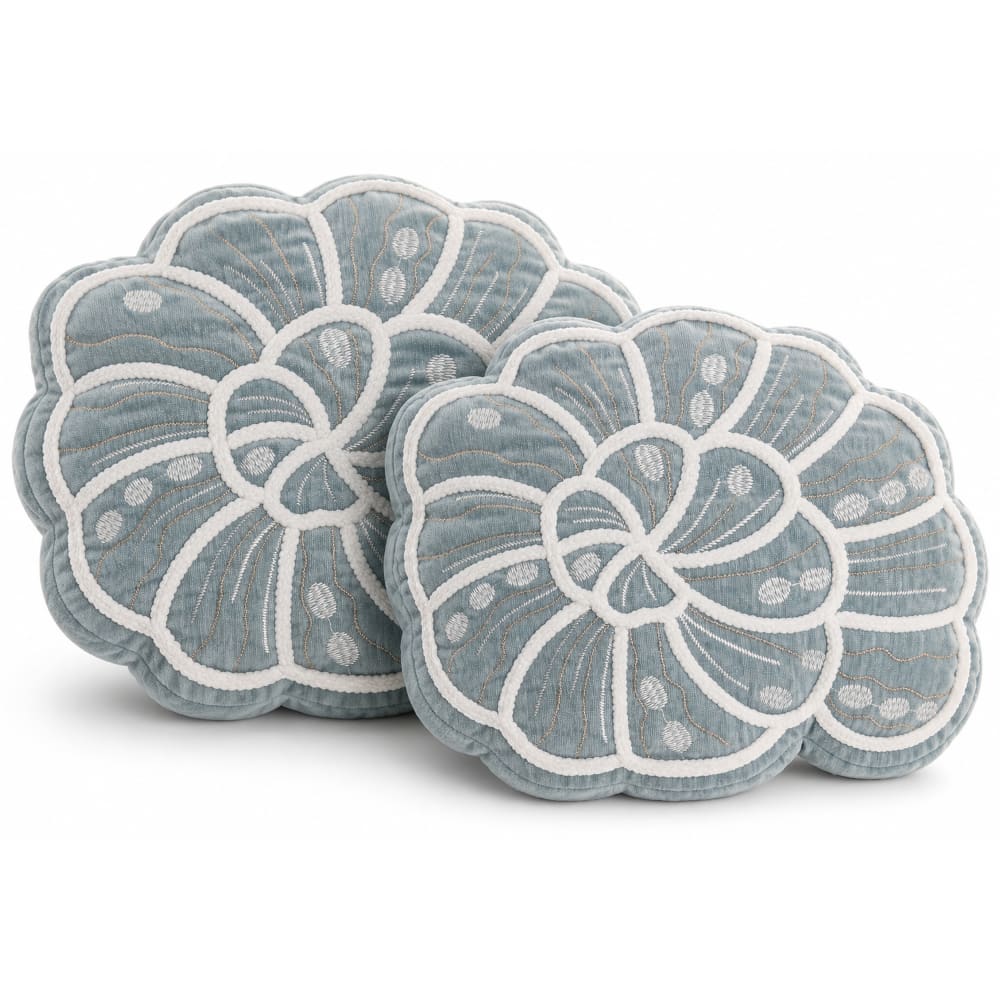Lot 2 coussins en chenille bleu 33x10x40 cm
