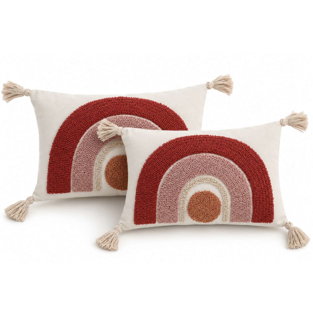 Lot 2 coussins en polyester blanc 50x30 cm