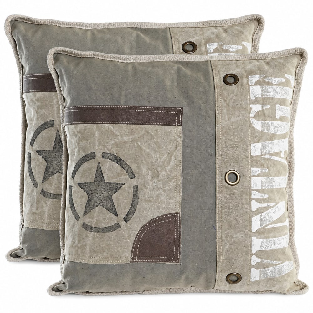 Lot 2 coussins en polyester gris 45x15x45 cm