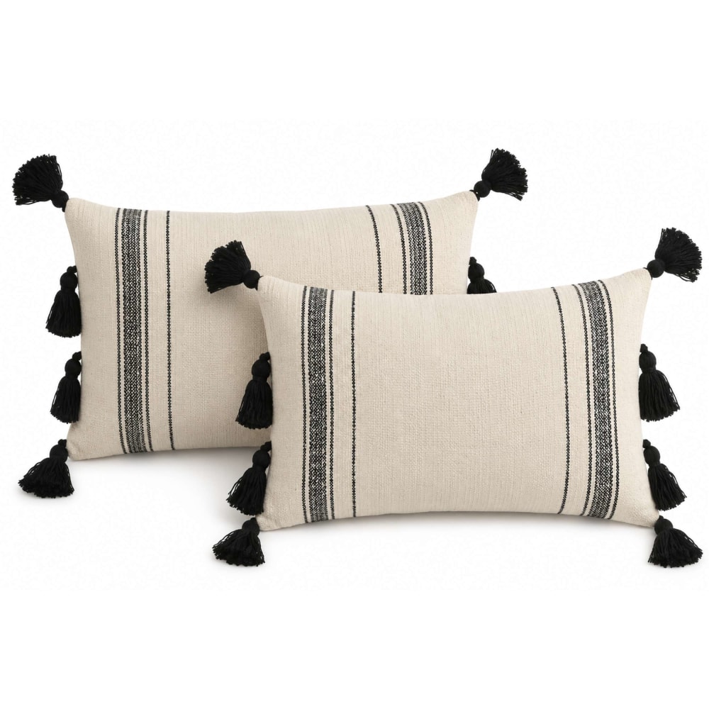 Lot 2 coussins en polyester blanc 50x30 cm