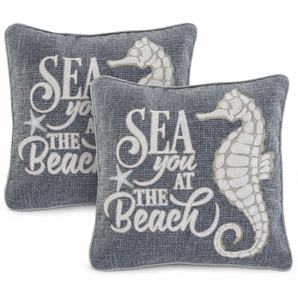 Lot 2 coussins en polyester bleu 45x15x45 cm