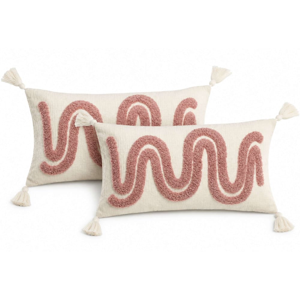 Lot 2 coussins en polyester beige 50x12x30 cm