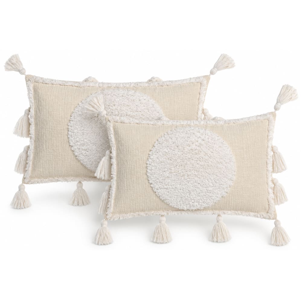 Lot 2 coussins en polyester beige 45x45x30 cm