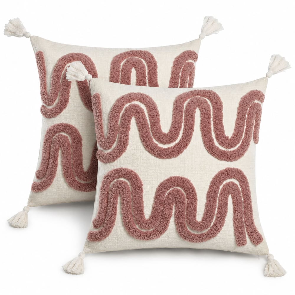 Lot 2 coussins en polyester beige 45x8x45 cm