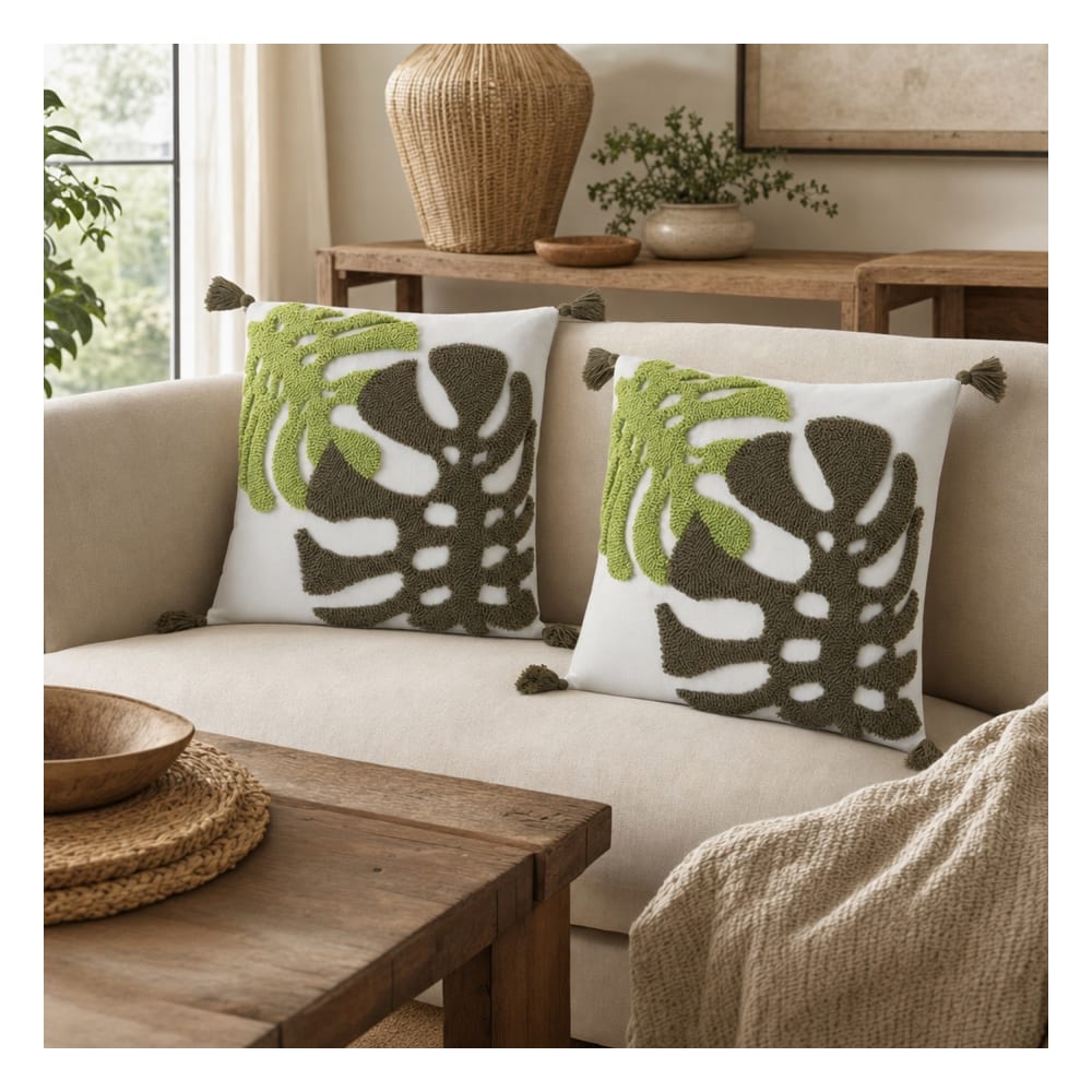 Lot 2 coussins en polyester blanc 45x45 cm