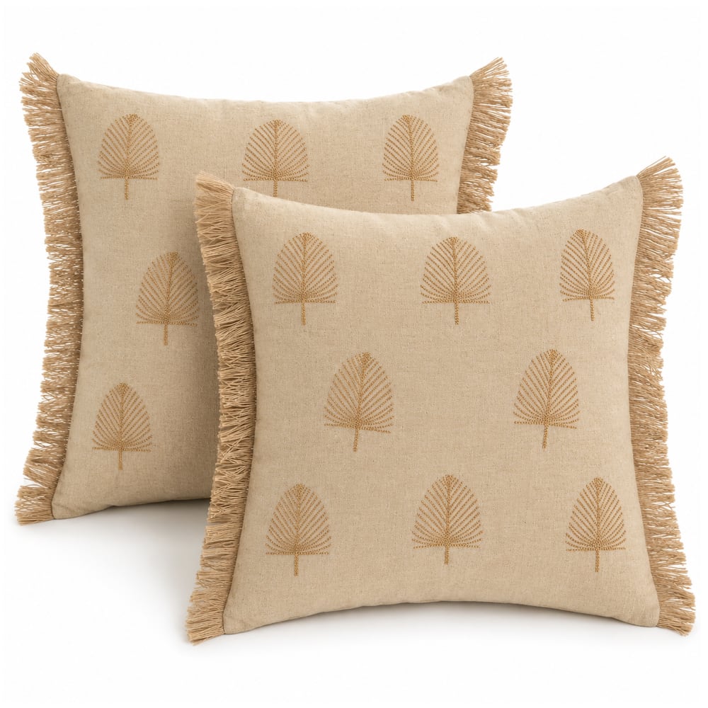 Lot 2 coussins en coton beige 45x10x45 cm